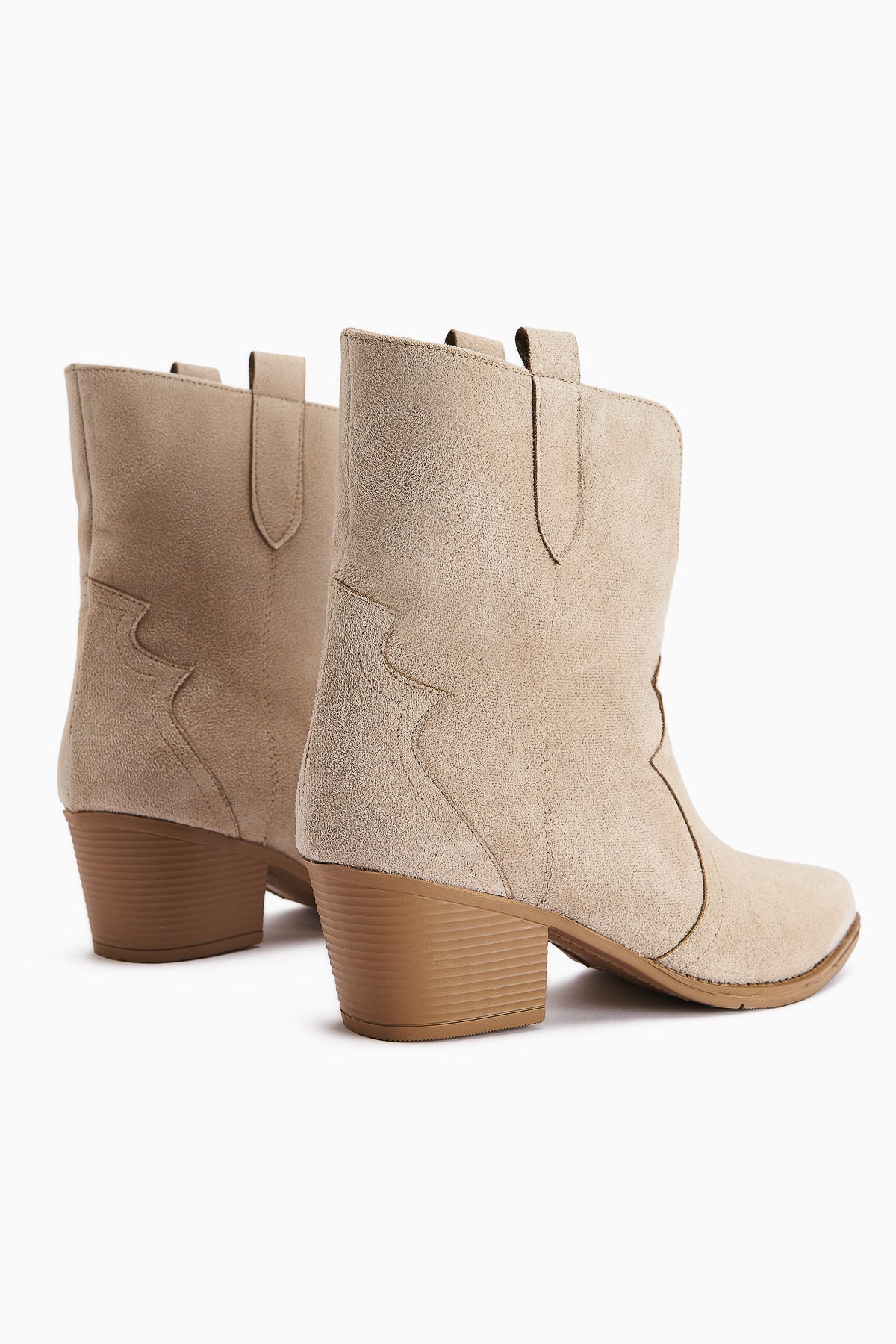 Erica Beige Suede Heeled Western Women's Boot