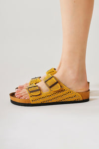 Aire Yellow Double Banded Stone Detailed Slippers