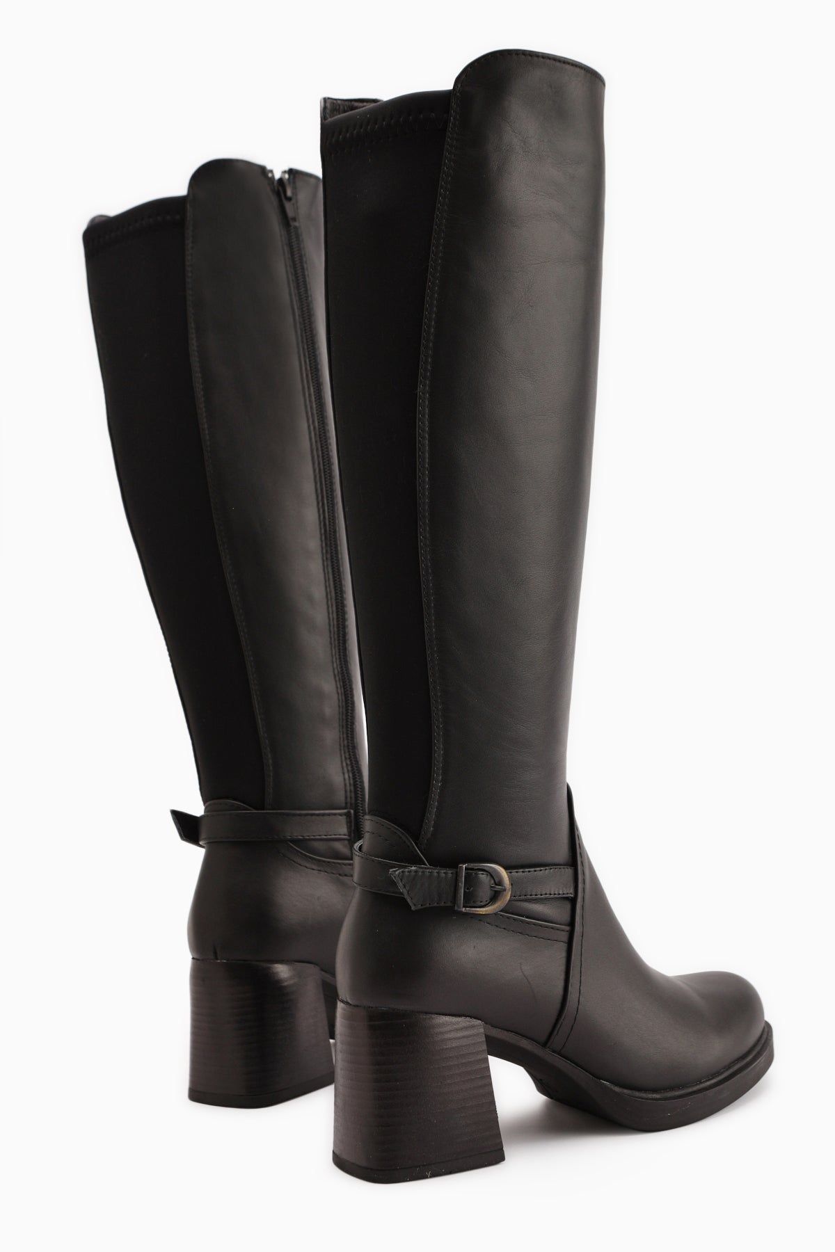 Gerti Genuine Leather Black Heeled Women's Boot