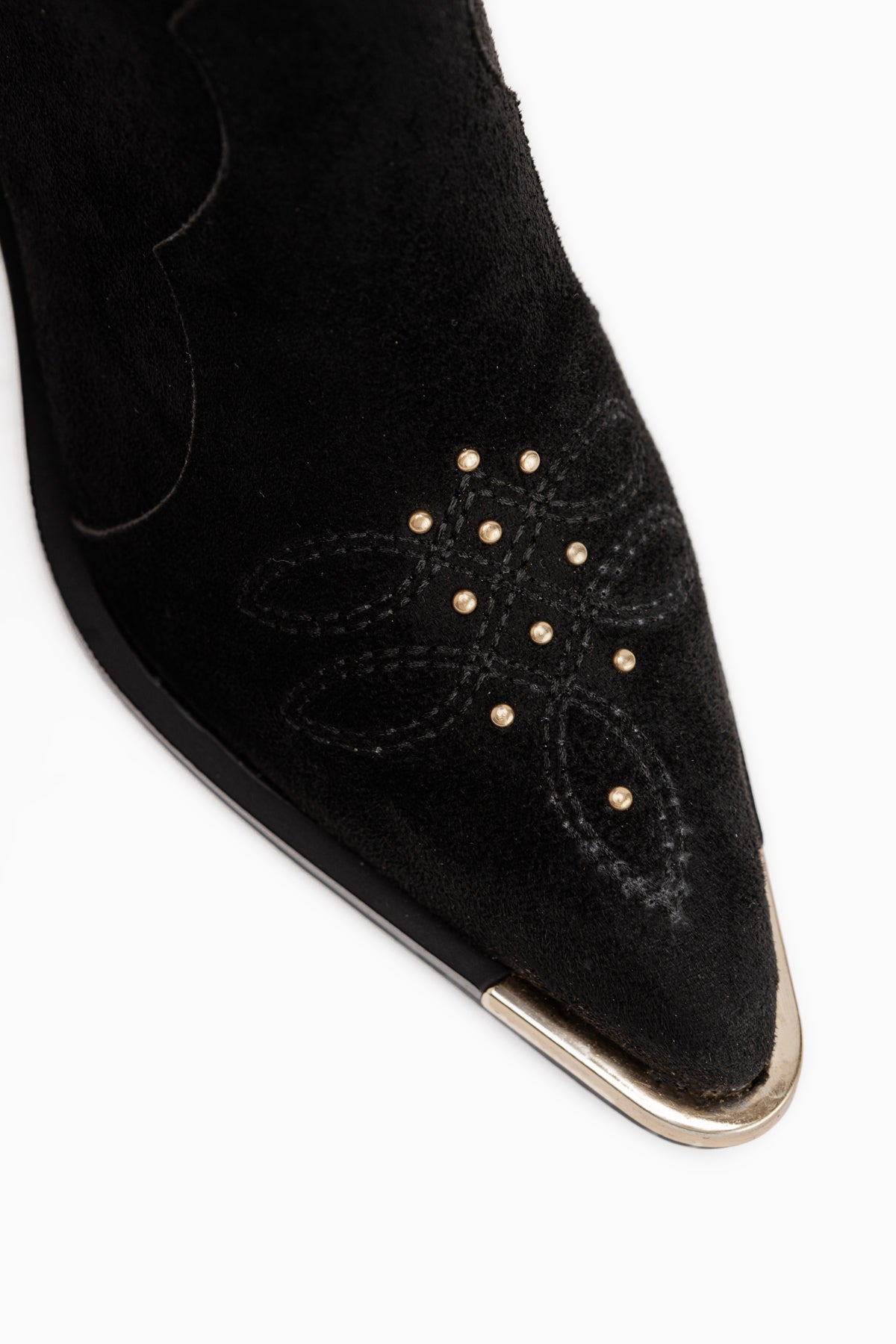 Elnora Black Suede Embroidered Women’s Boots