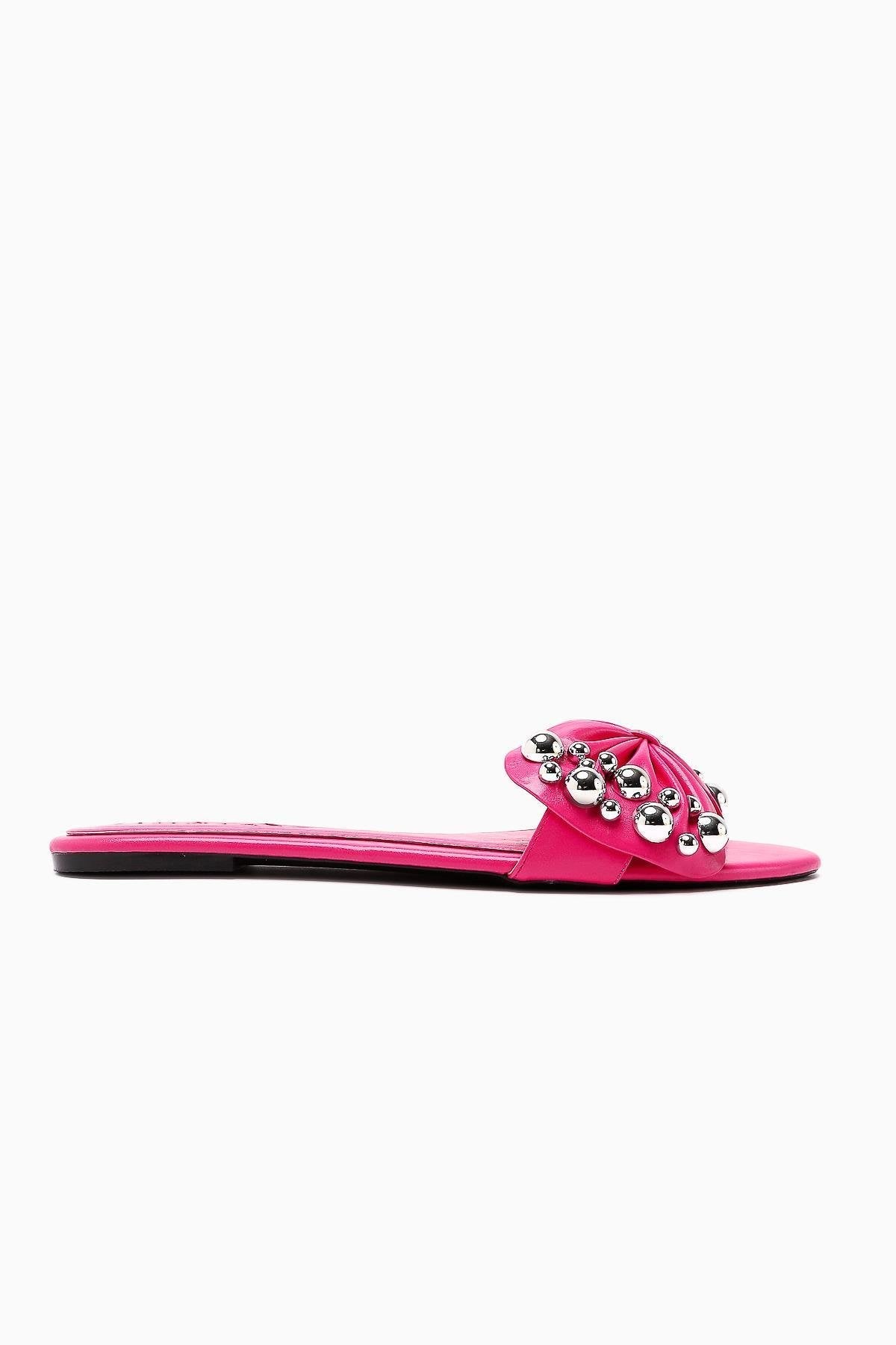 Dotty Damen Fuchsia Nieten Schleife Pantolette