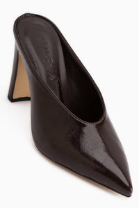 Betti Brown Closed Toe Pointed Women’s Heeled Slippers