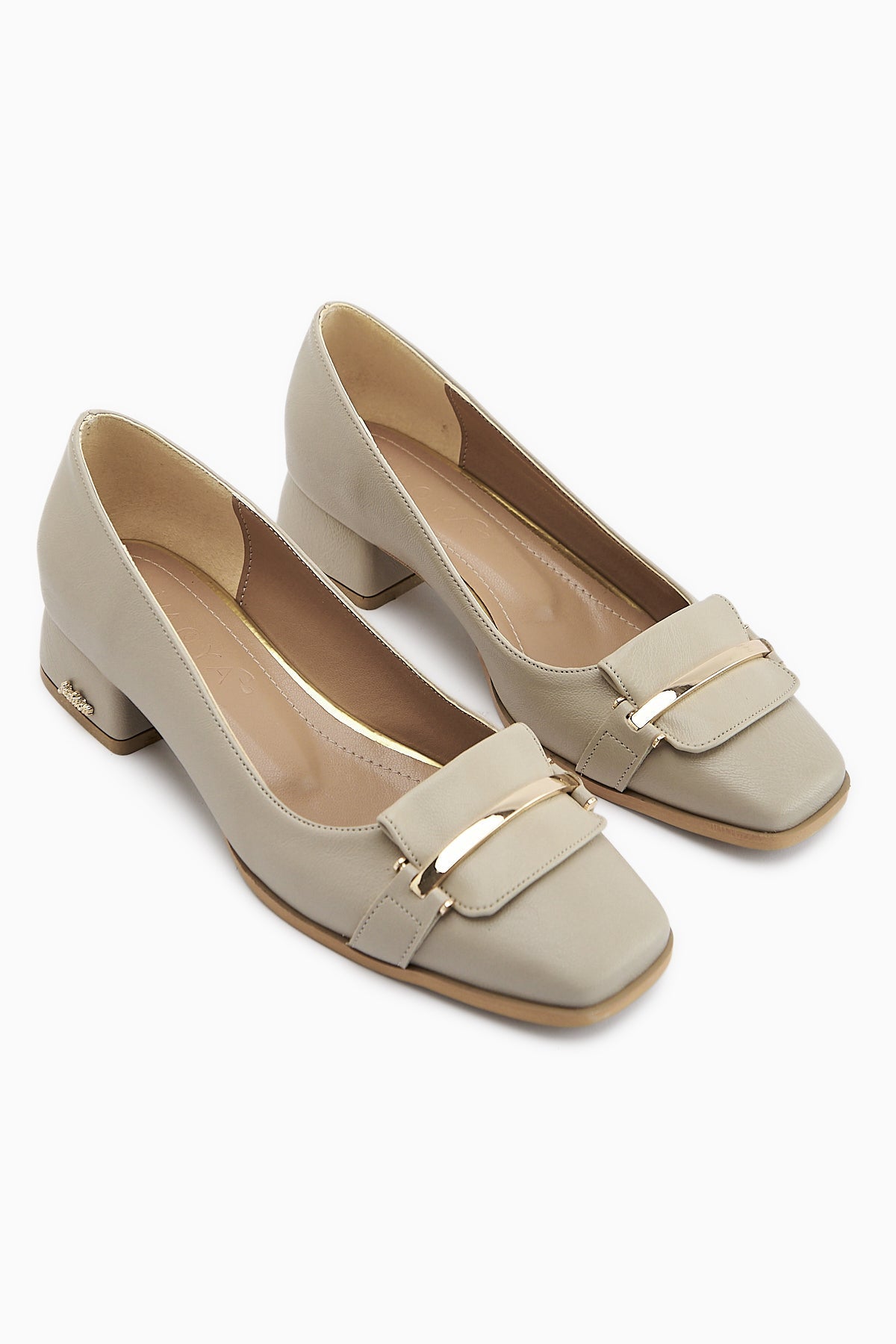 Gresa Beige Buckled Low Heel Women's Shoe