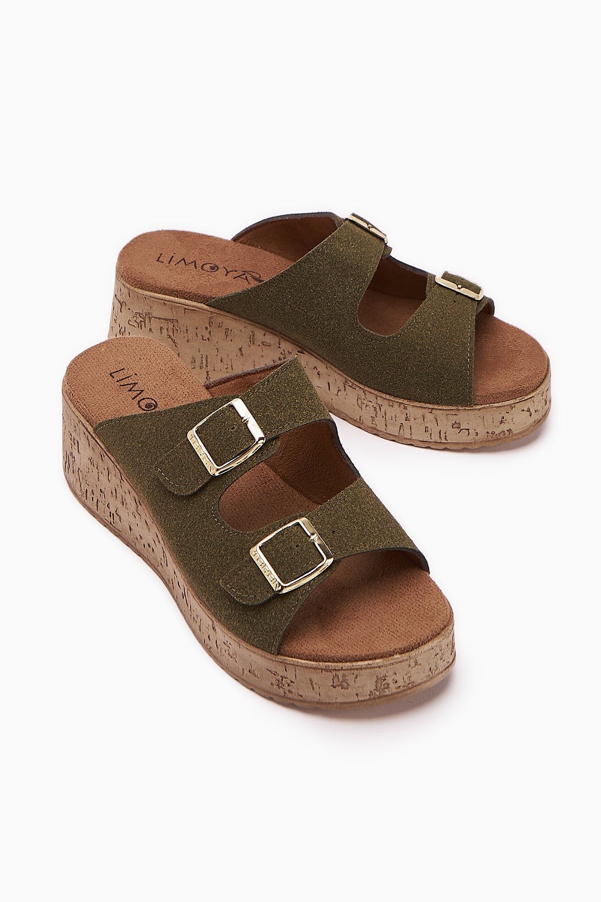 Samina Olive Double-Strap Chunky Heel Women's Slippers