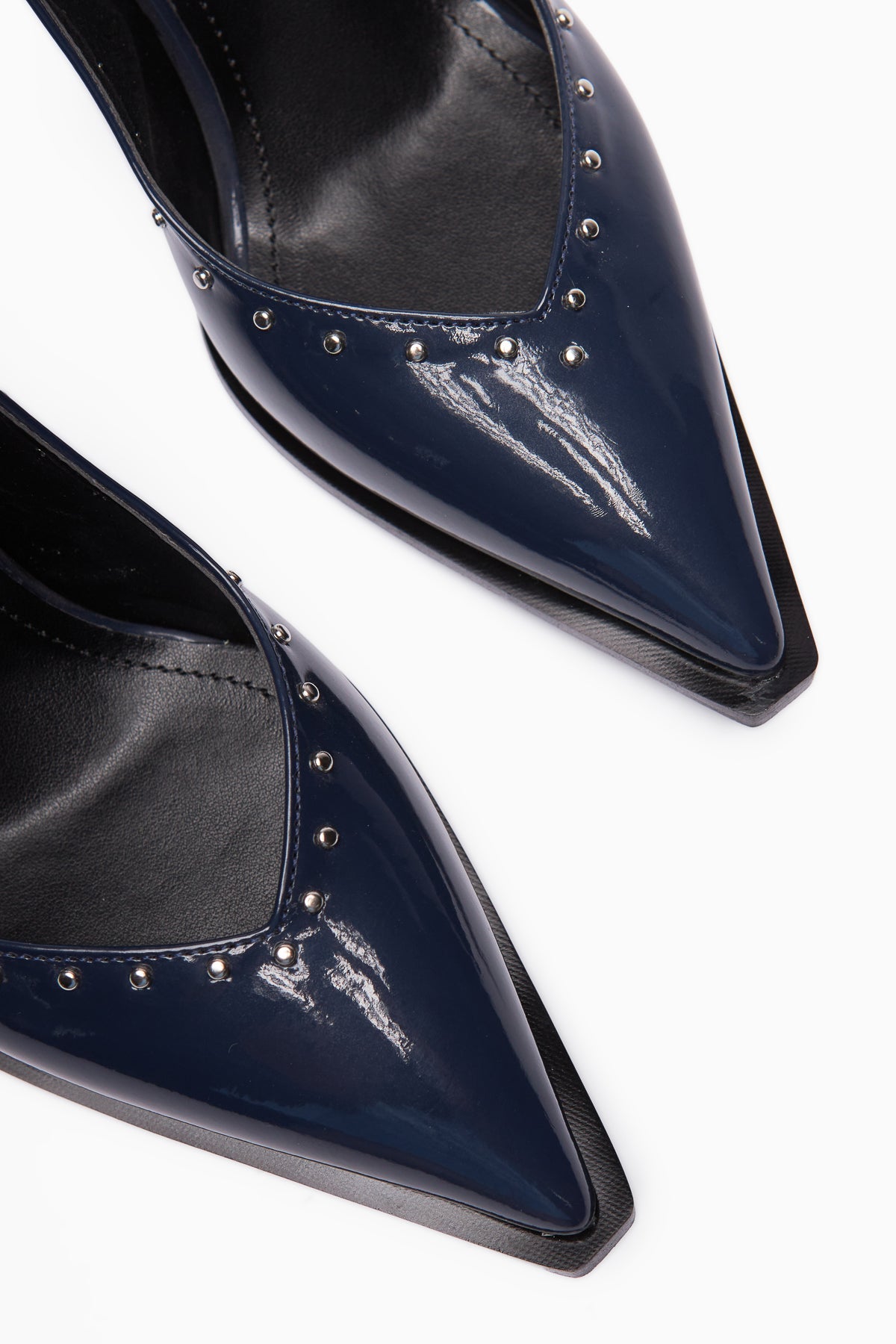 Nuria Marineblaues Lackleder Spitze Zehenriemen Sandalen für Frauen