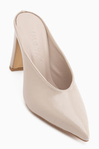 Betti Beige Closed Toe Pointed Women’s Heeled Slippers