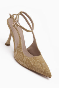 Jamie Beige Schlangenmuster Mit Schnalle Damen Absatzschuhe