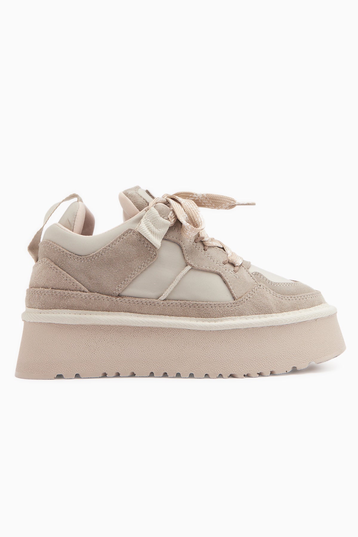 Rita – Beige Velours Sneaker mit Plateau (Damen)