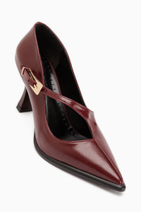 Sonja Burgundy Belted Women’s Heeled Shoes