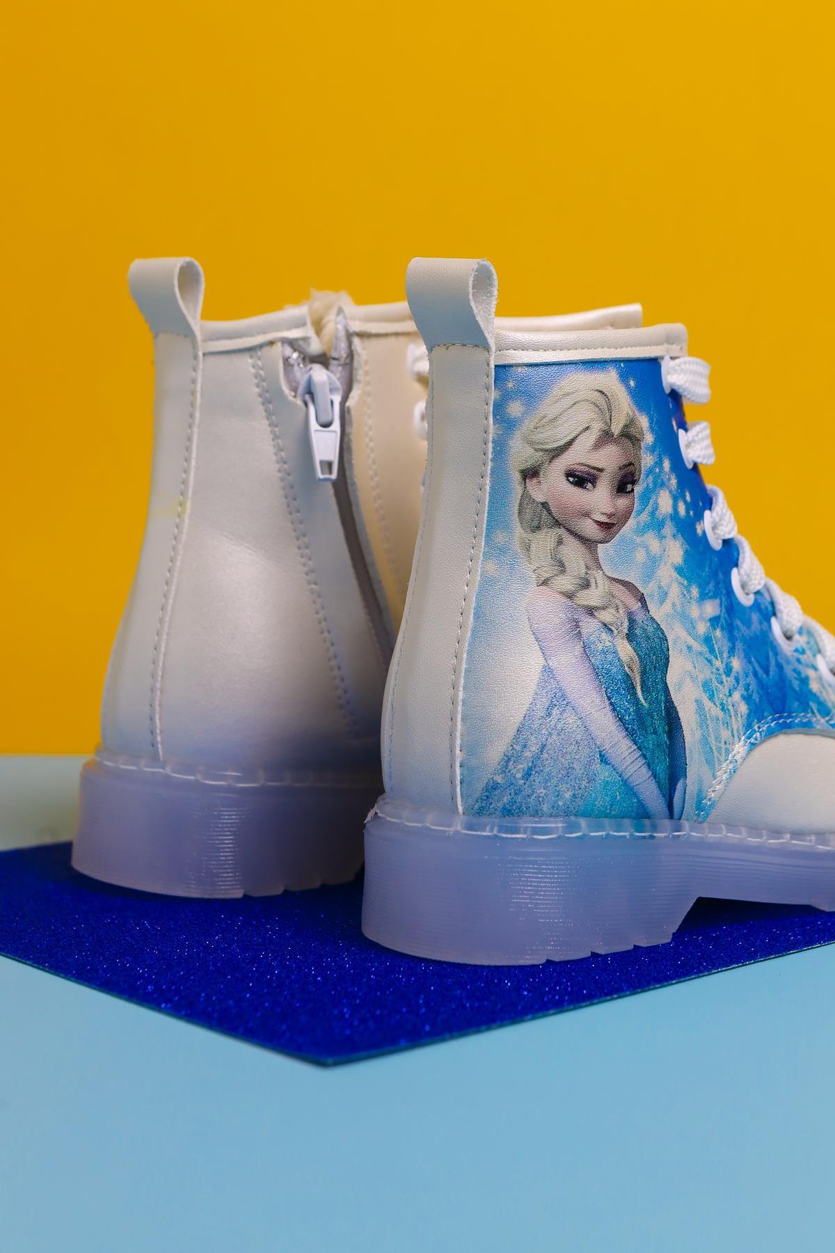 Fida Perlmutt Gestreifte Charakterdruck Schnür-Licht-Auf Kinderstiefel