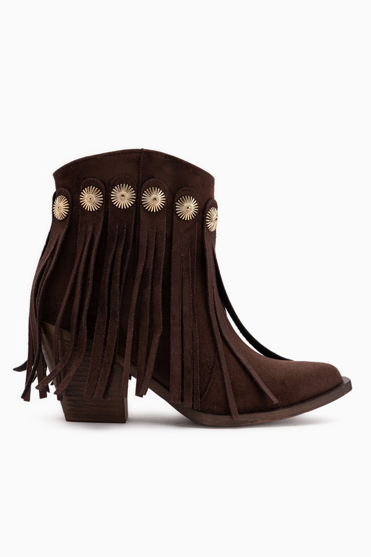 Rodeo Braun Wildleder Fransen Chunky Absatz Damen Western Stiefel