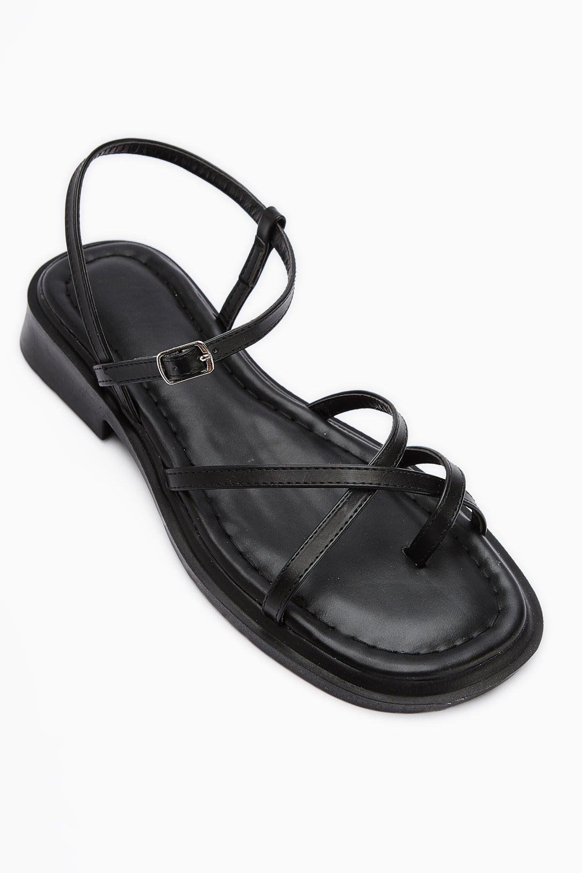 Hania Schwarze Kreuzriemen Zehentrenner Damen Sandalen