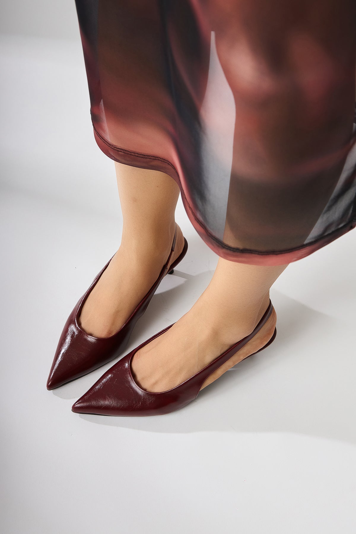 Sanni Damen Spitz Zehen High Heel Sandale in Dunkelrot