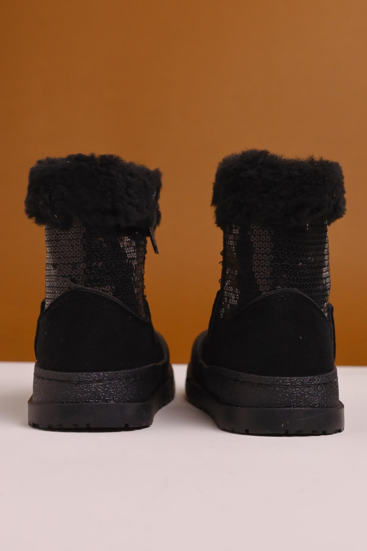 Hanne Black Suede Sequined Fur Lined Children's Boots