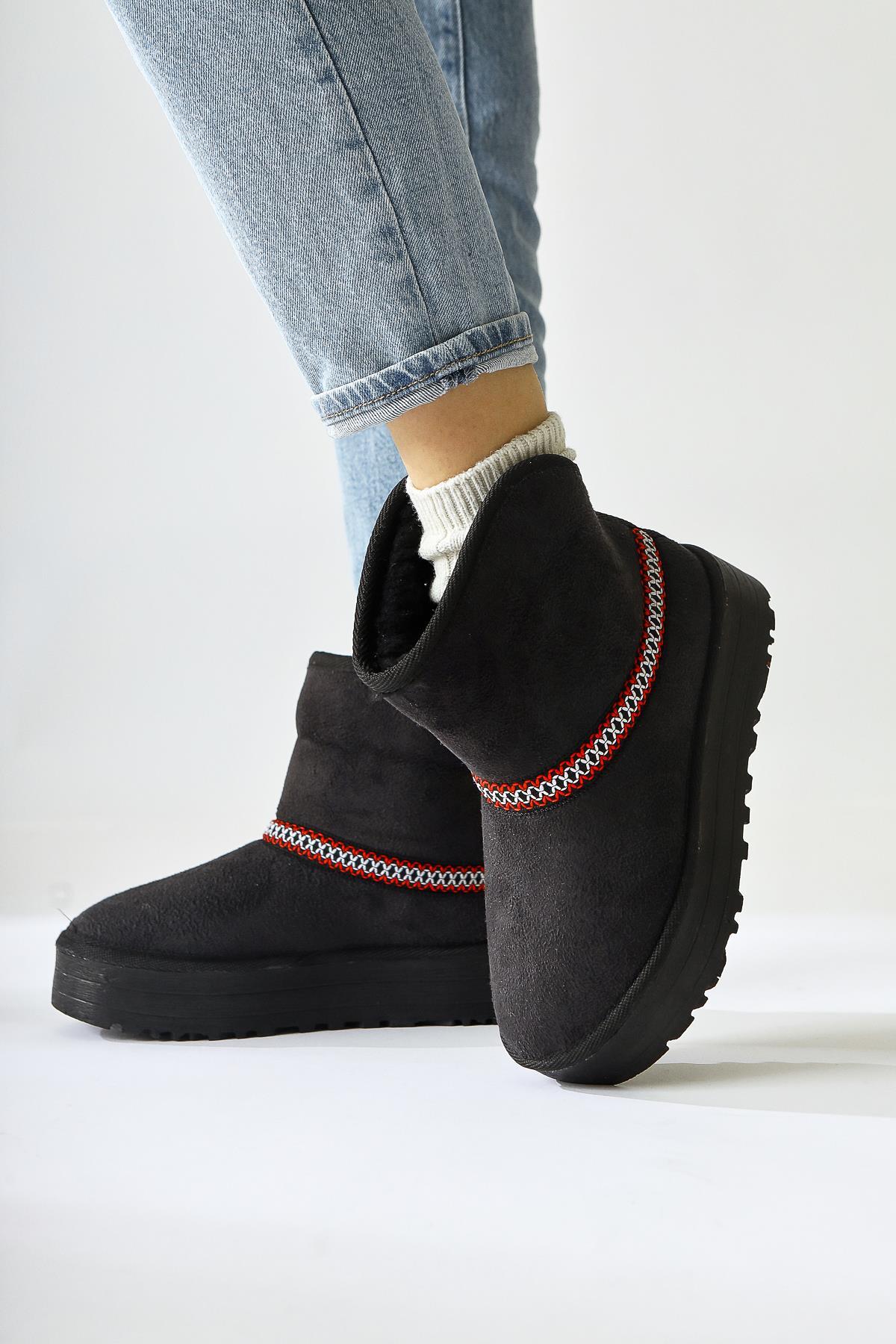 Sin – Black Foldable-Shaft Fur-Lined Suede Boot (Women)