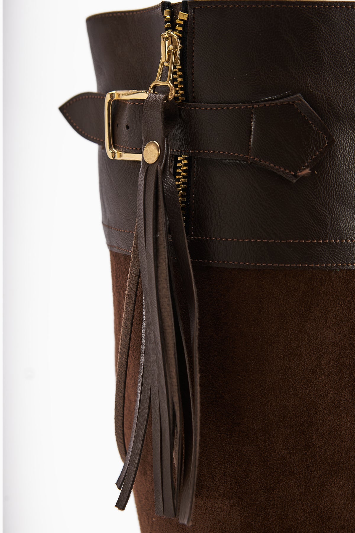 Galia Brown Suede Buckled Women's Boot