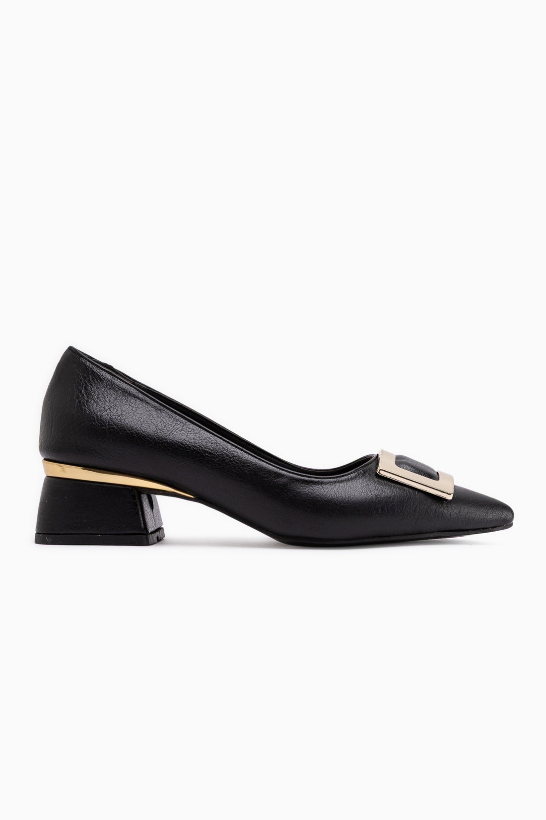 Charoline Schwarze Schnalle Kurze Absatzspitze Schuhe