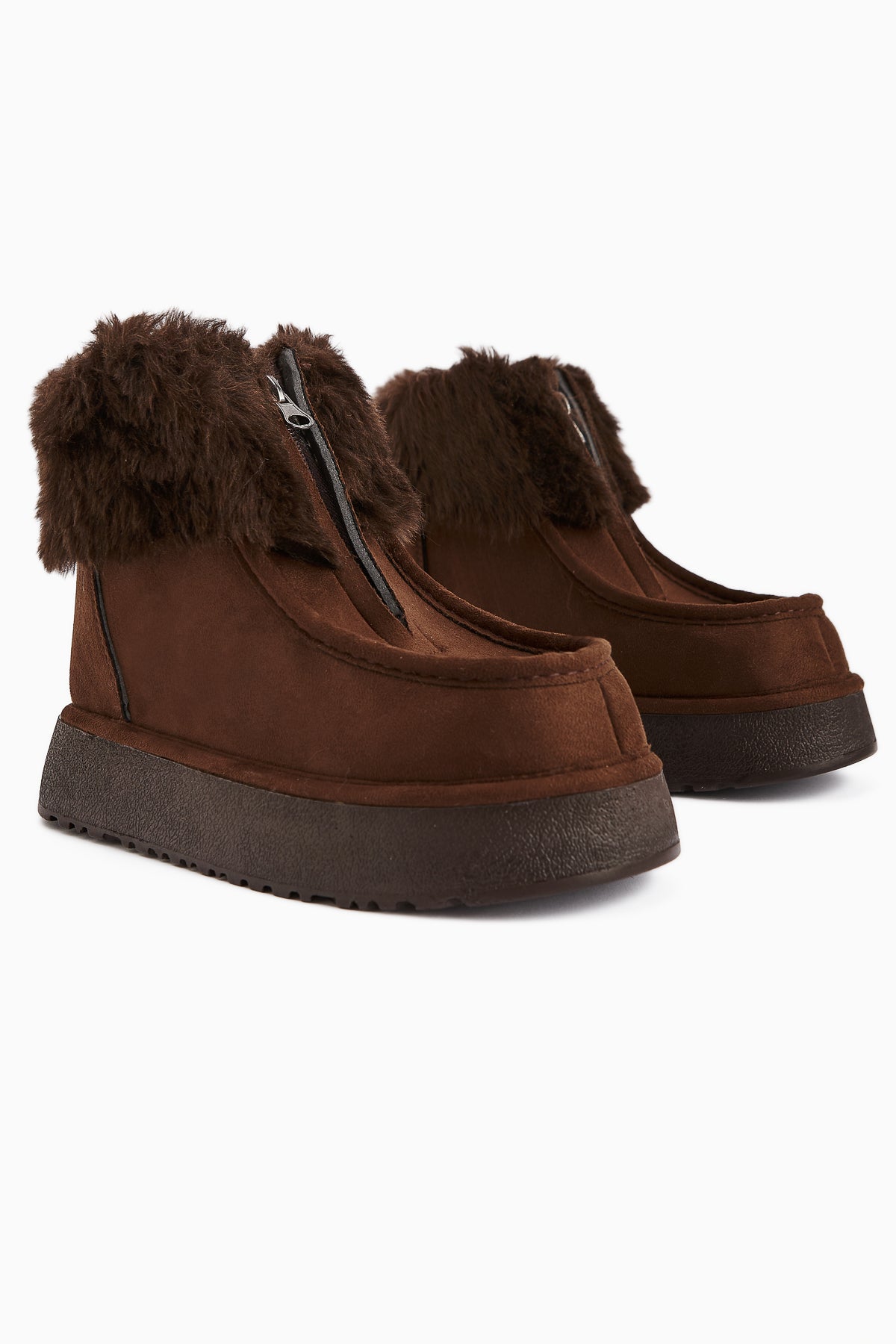 Erva Brown Suede Fur Women's Boot