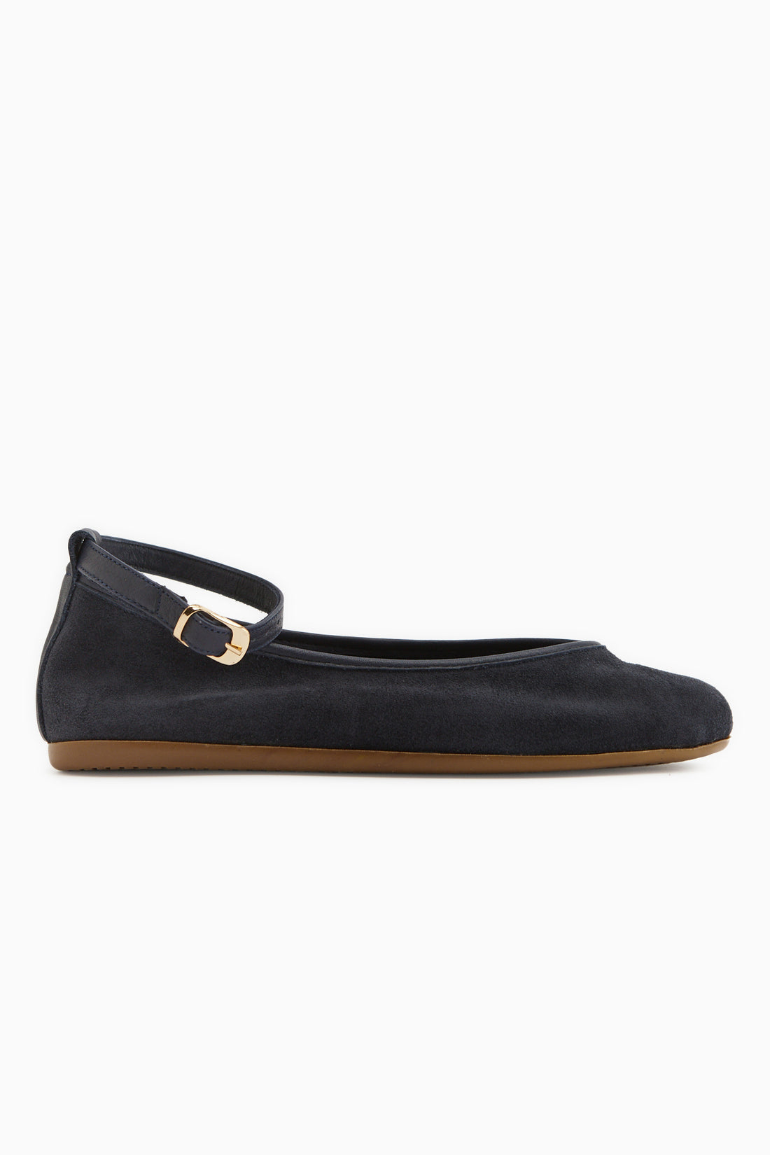 Echtes Leder Dunkelmarine Suede Gürtelschnalle Damen Ballerinas