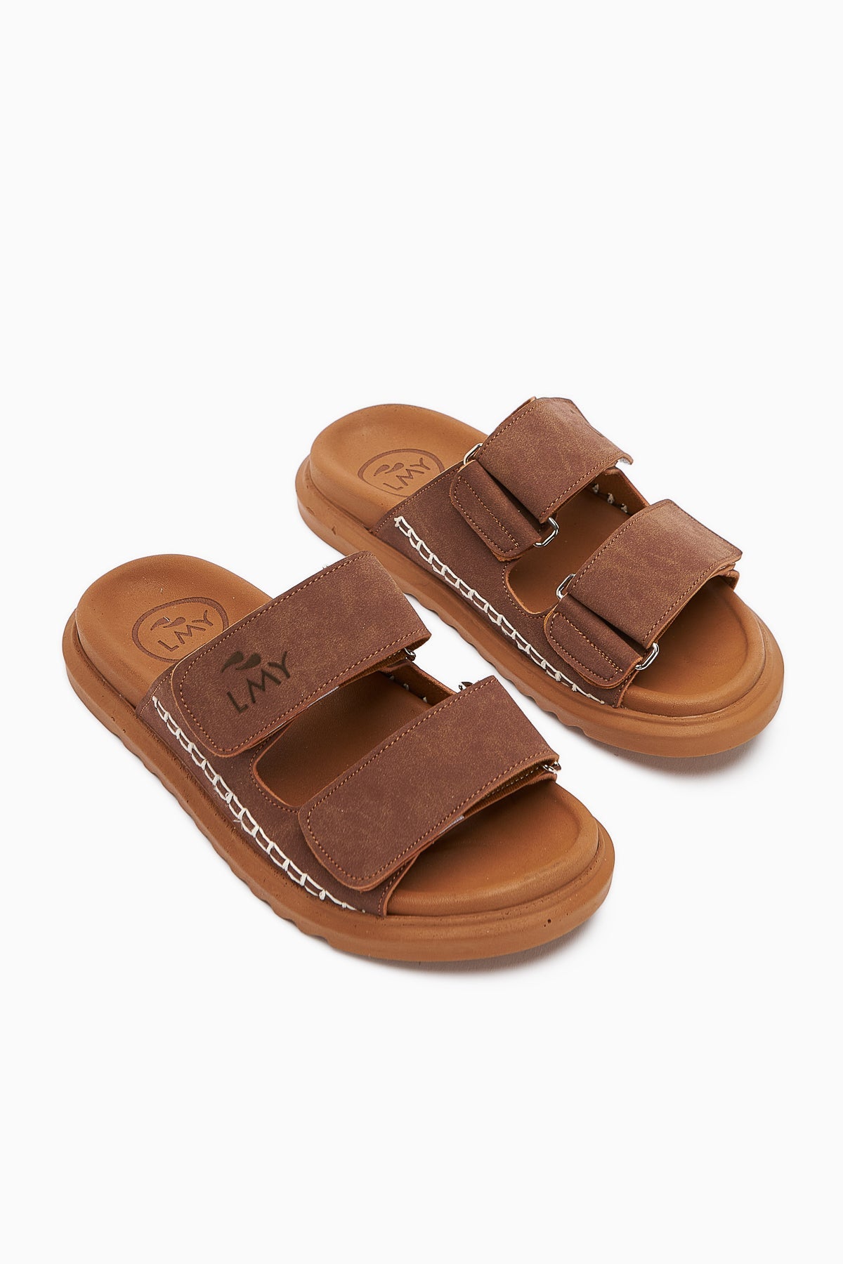 Yumi Damen Taba Hausschuhe mit Stickerei Detail und Doppelriemen