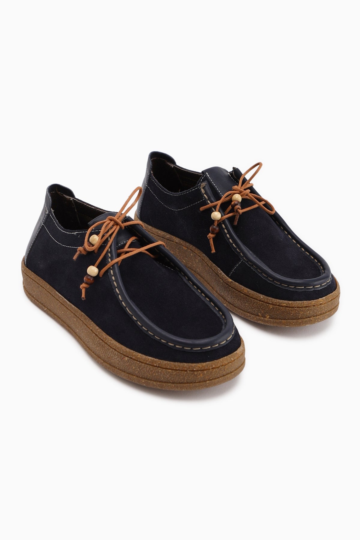 Polin Genuine Leather Navy Suede Lace-Up Daily Loafer Shoe