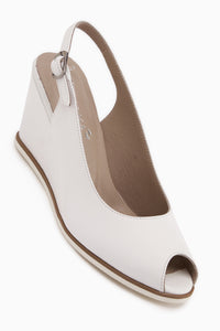 Marly Echtes Leder Weiß Wedge Damen Sandale