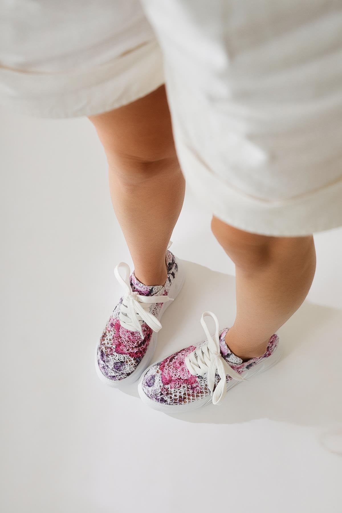 Biba Mor Triko Desen Baskılı Bağcıklı Sneaker