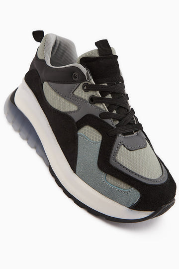 Klara Black Suede High-Soled Women's Sneakers