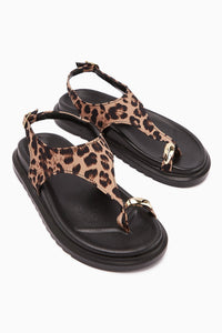 Vanda Leopard Print Buckle Thong Women's Sandals