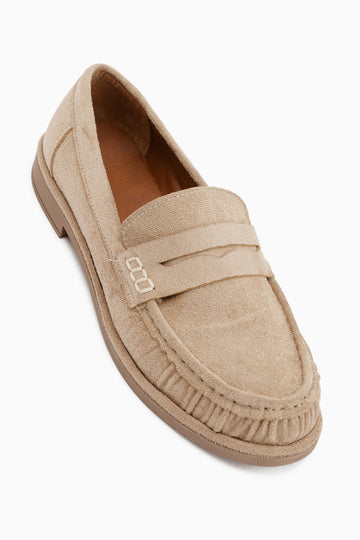 Carmel Beige Wildleder Penny Loafer Damen Schuhe