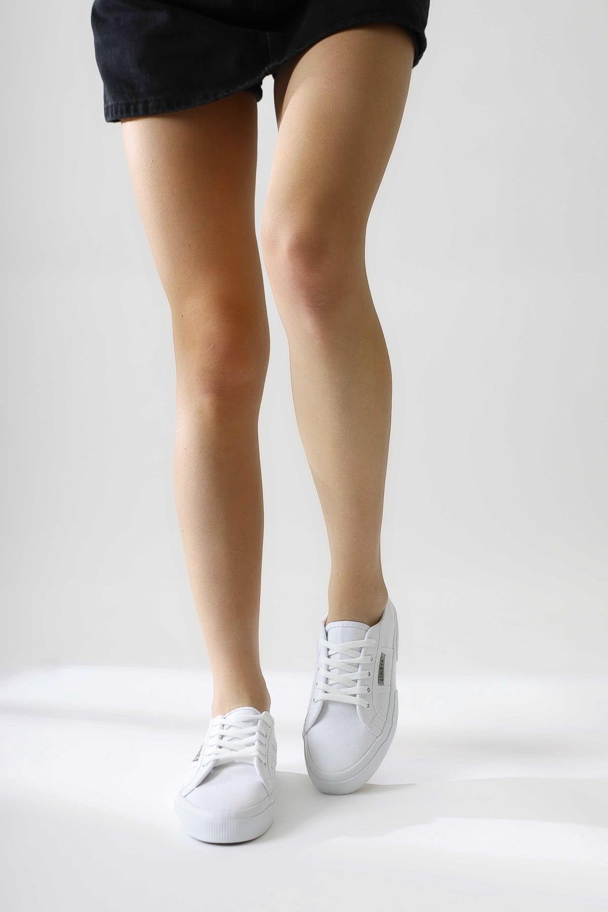 Timon Weißer Komfortsohlen Leinensneaker