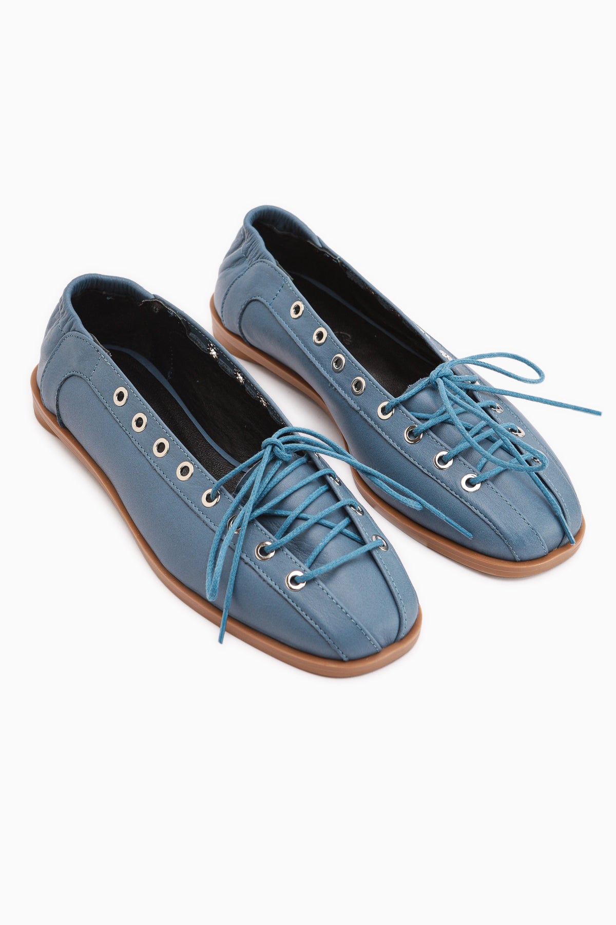 Romy Echtes Leder Blau Schnür Ballerinas