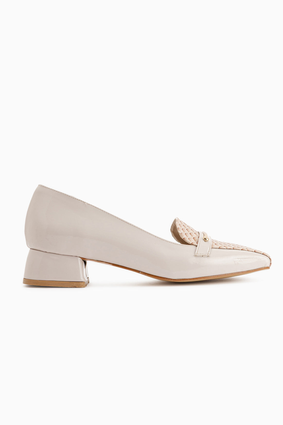 Verna Beige Lack Kroko Detail Damen Absatzschuhe