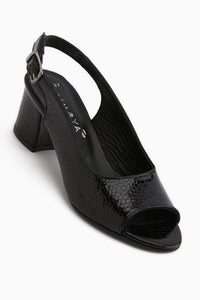 Catia Genuine Leather Black Snake Pattern Women’s Sandal