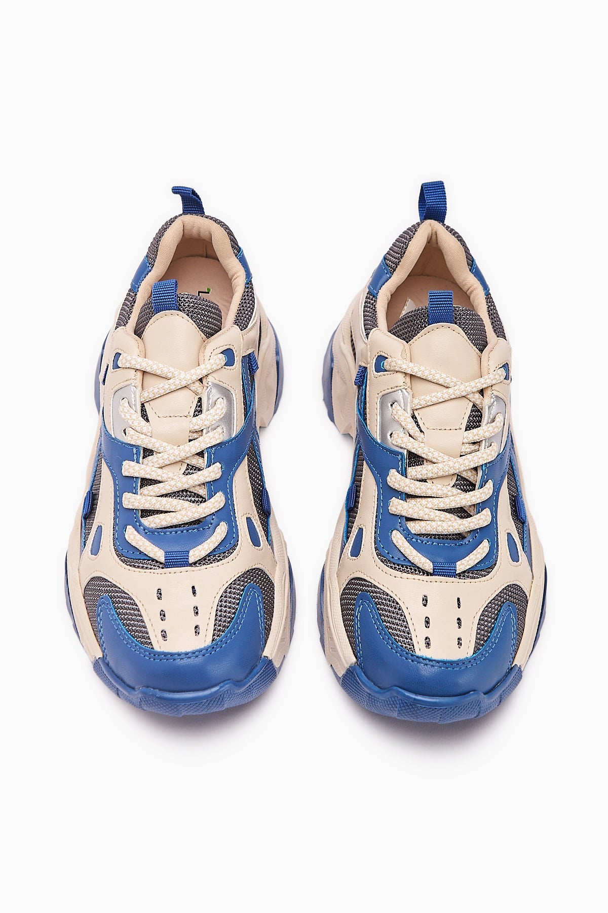 Daysi Blue Beige Thick Soled Women's Sneakers