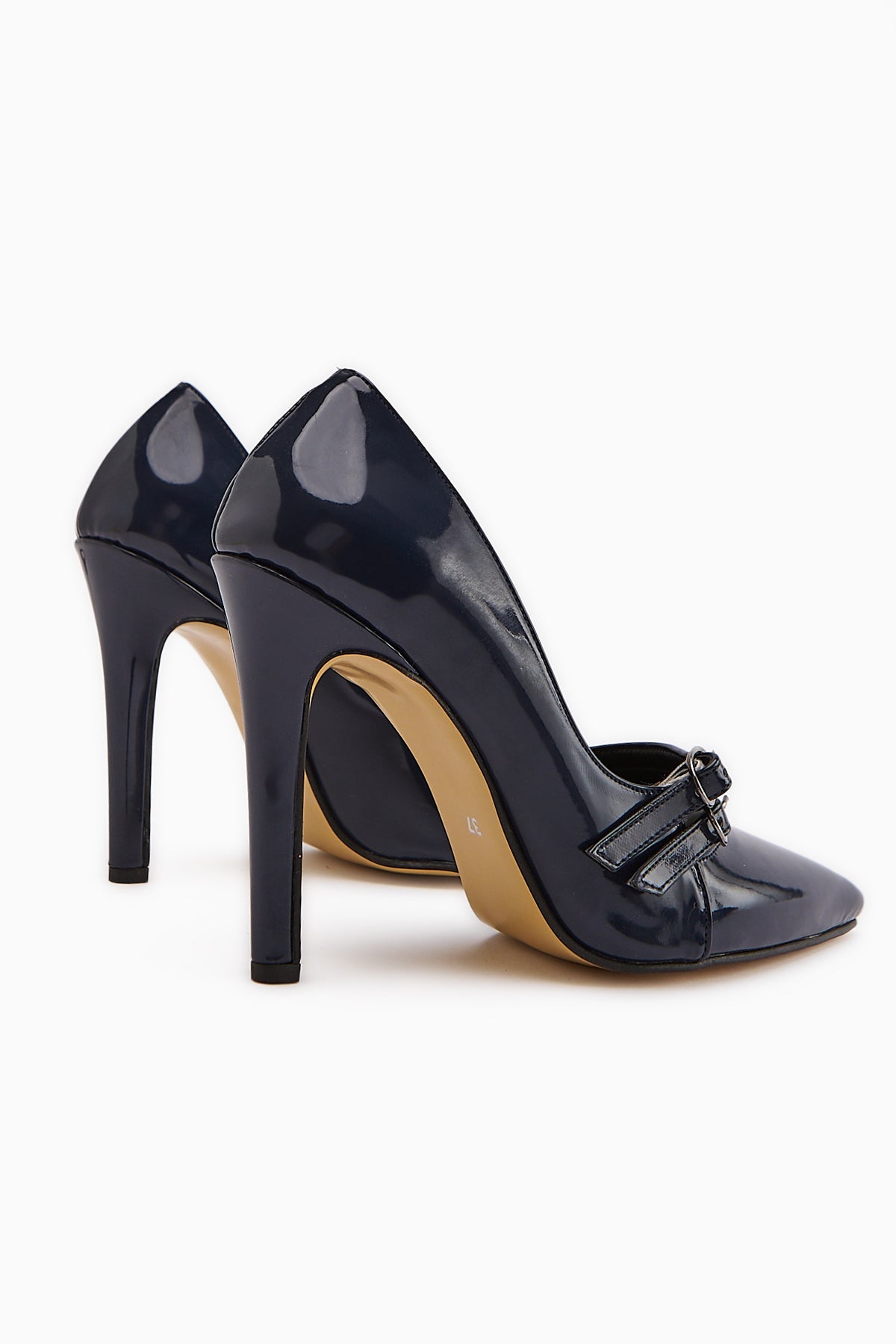 Blanka Navy Patent Double Buckled Stiletto Women's High Heel Shoe