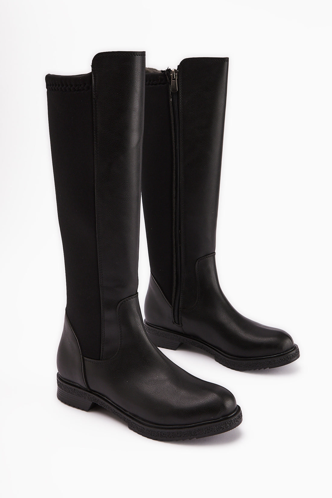 Benedikta Schwarz Ovaler Zehen Neopren Detail Damen Stiefel
