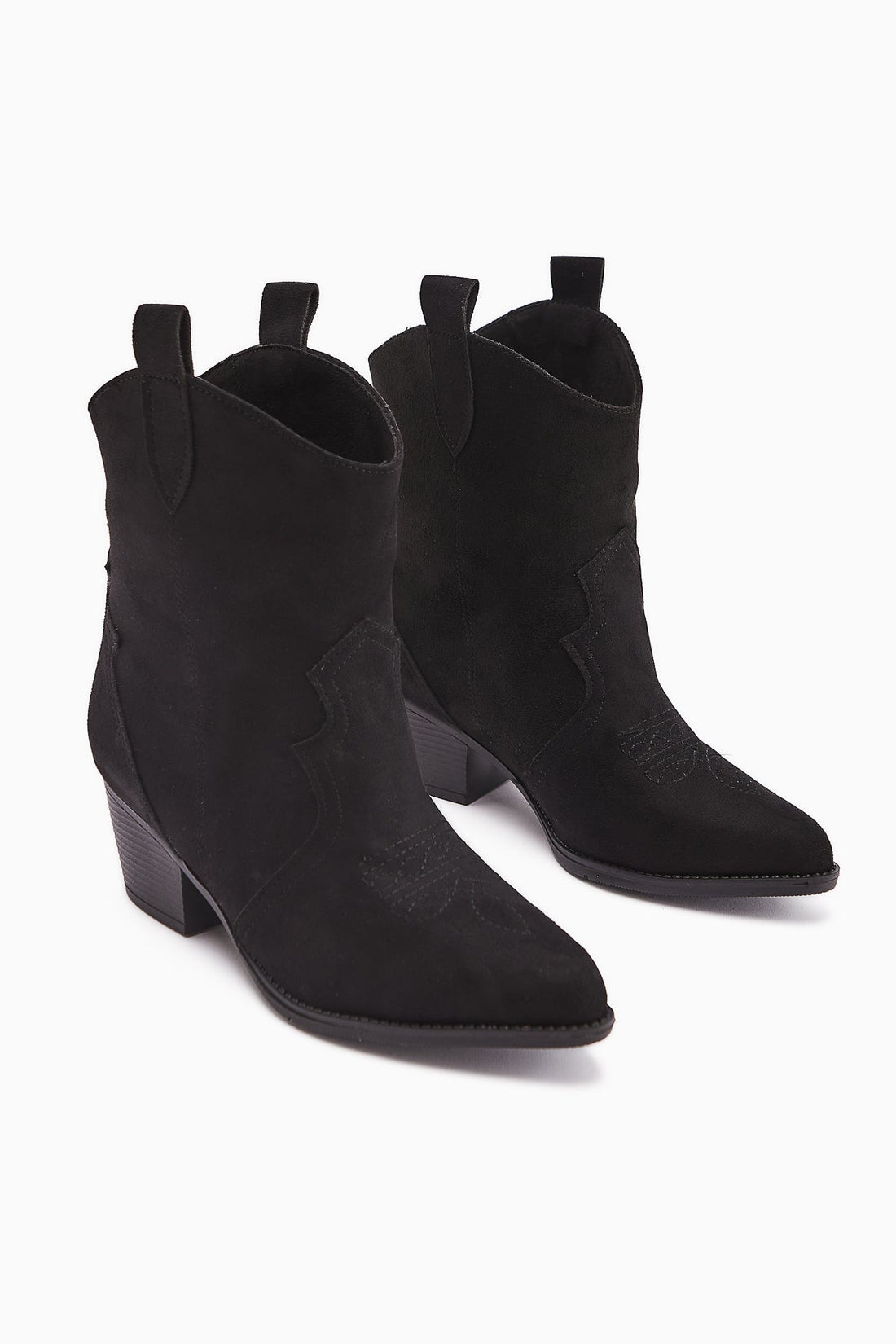 Joo Black Suede Pointed Embroidered Western Boot
