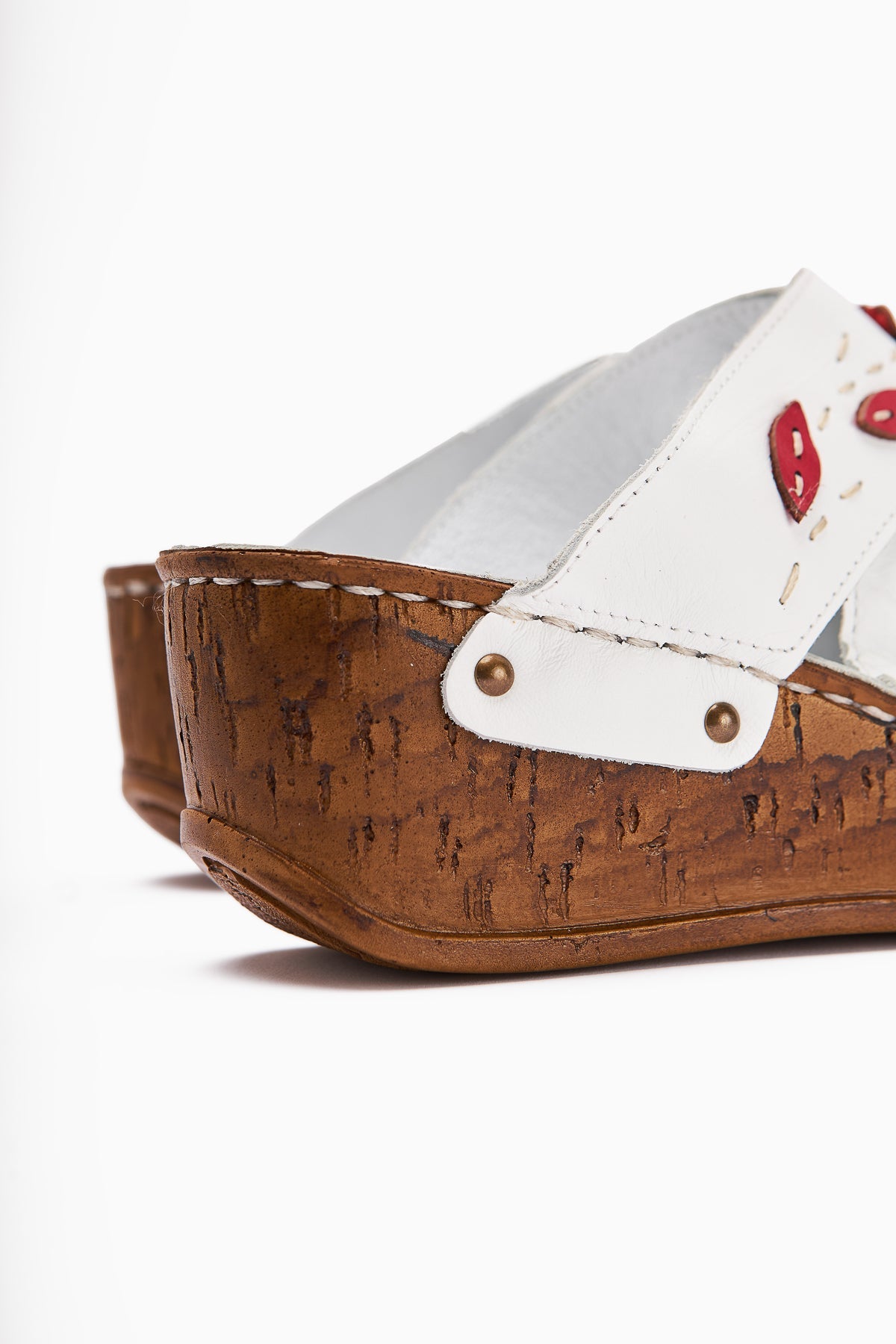 Alto Genuine Leather White Comfort Slippers with Distressed Sole