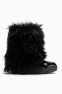 Randi Black Hidden Heel Feathered Women’s Boots