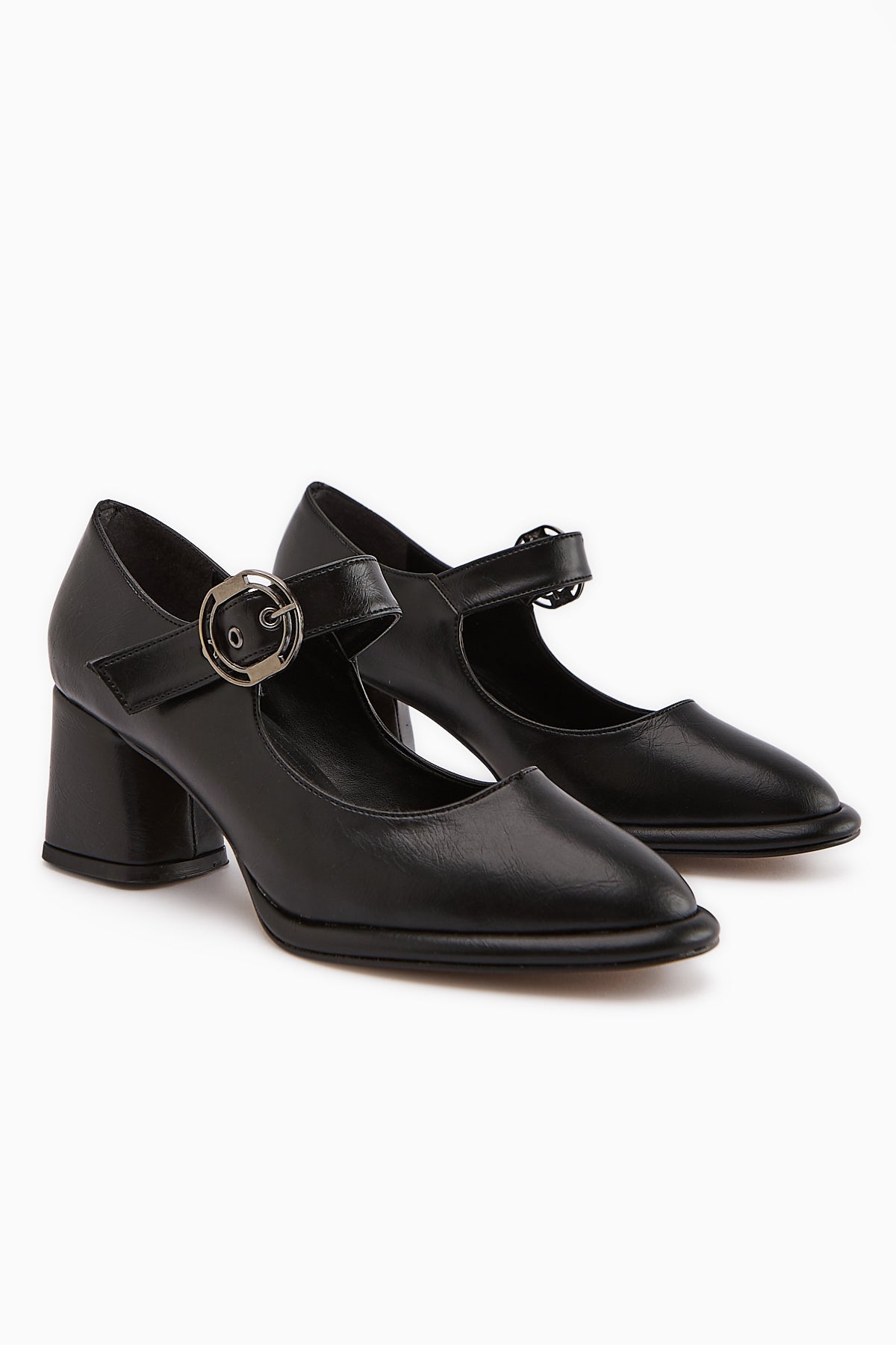 Nana Black Buckled High Heel Women's Shoes