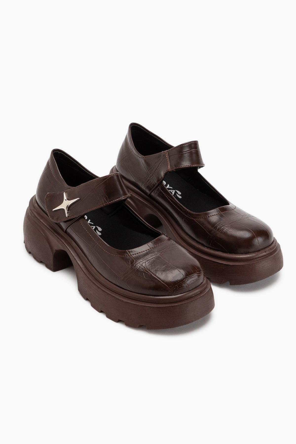 Deena Brown Crocodile Platform Women’s Mary Jane Shoes
