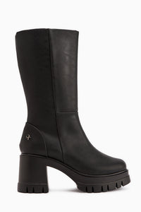 Chelsie Schwarze Hohe Absatzplattform Kurze Stiefel
