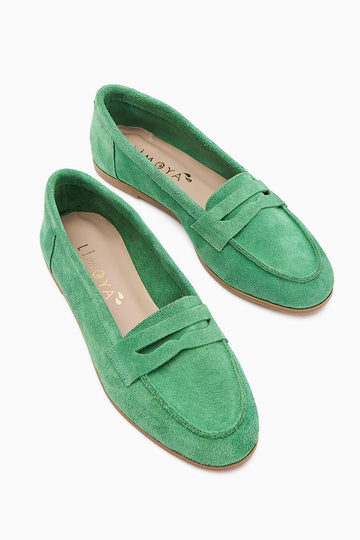 Solina Genuine Green Suede Leather Moccasin Shoe Casual Daily Loafer