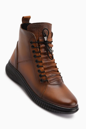 Jina – Cognac [Echtleder] Stiefelette mit Schnürung (Damen)