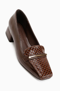 Verna Brown Crocodile Detailed Women’s Heeled Shoes