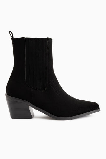 Elvia Black Suede Elastic Women’s Boots