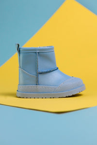 Gilla Blaue Umgekehrte Stich Detail Pelzgefütterte Baby Stiefel