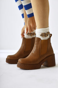 Thida – Cognac Elastic Platform Pull-On Boot (Women)