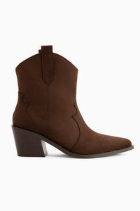 Joo Coffee Suede Pointed Toe Embroidered Women’s Boots